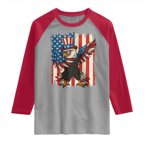 Funny Patriotic Dabbing American Flag Bald Eagle 4th Of July Raglan Shirt TS11 Sport Gray Red Print Your Wear