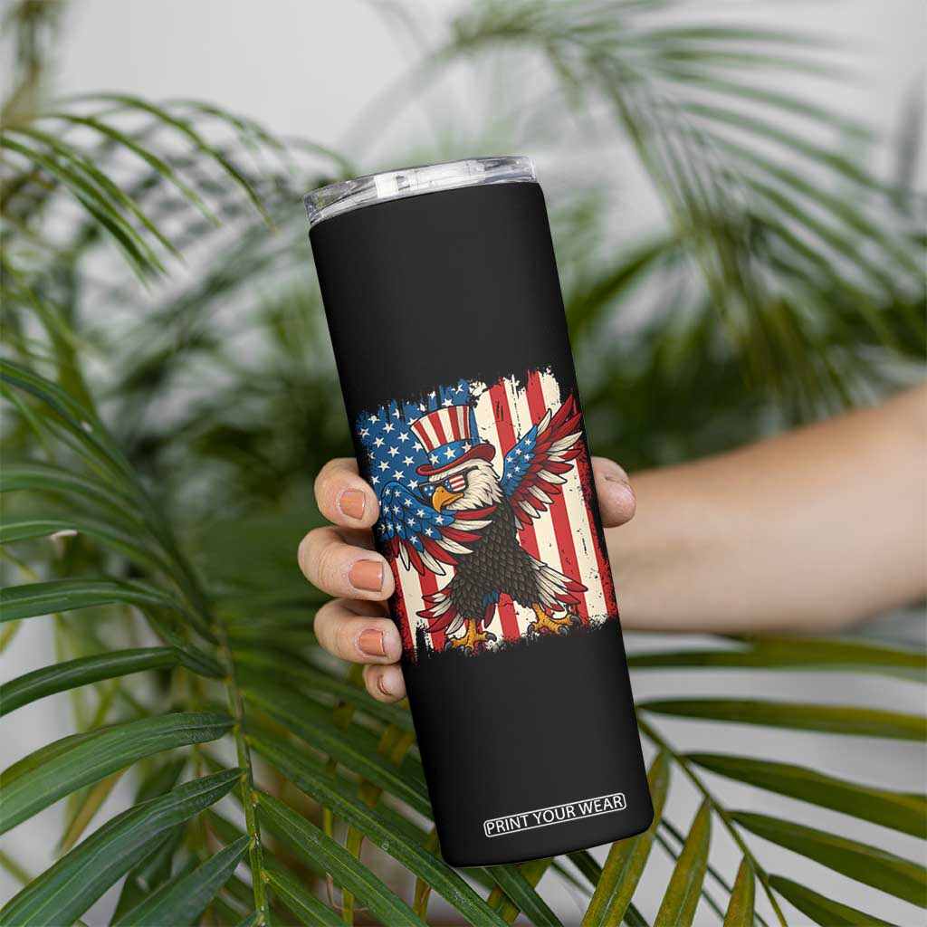 Funny Patriotic Dabbing American Flag Bald Eagle 4th Of July Skinny Tumbler TS11 Print Your Wear