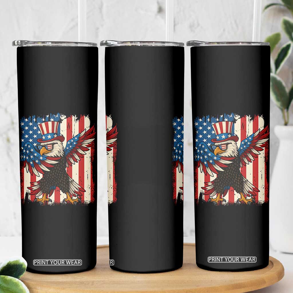 Funny Patriotic Dabbing American Flag Bald Eagle 4th Of July Skinny Tumbler TS11 Print Your Wear