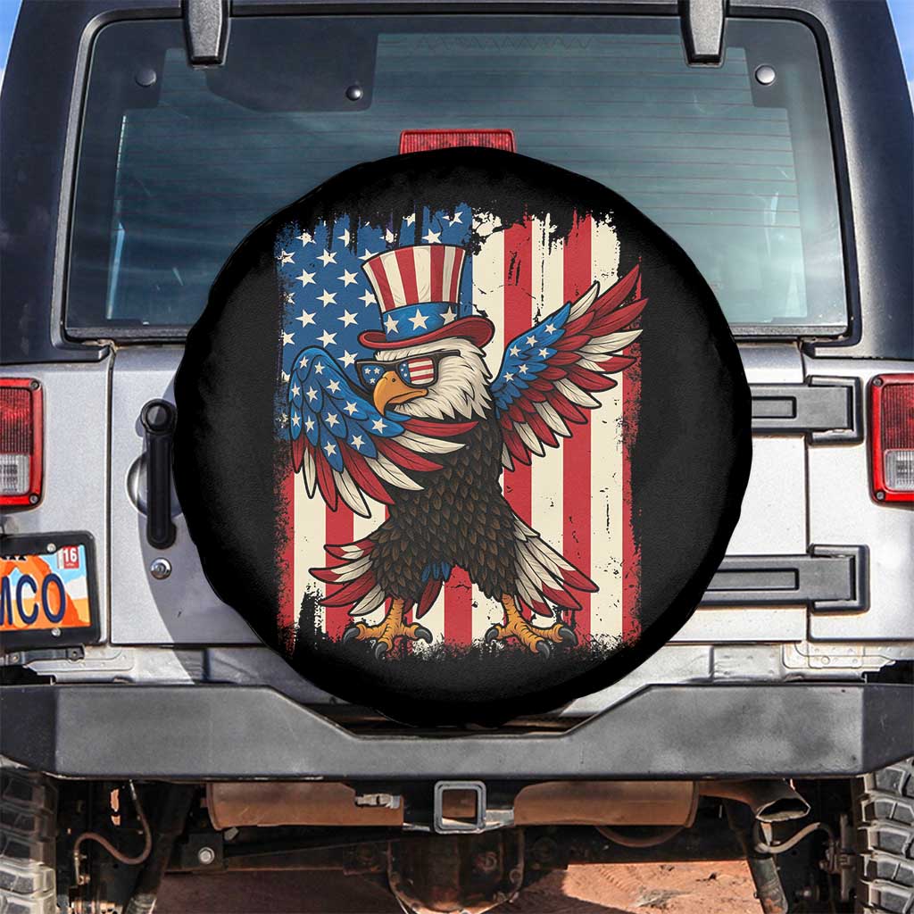 Funny Patriotic Dabbing American Flag Bald Eagle 4th Of July Spare Tire Cover TS11 No hole Black Print Your Wear