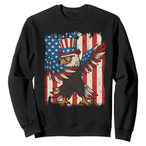 Funny Patriotic Dabbing American Flag Bald Eagle 4th Of July Sweatshirt TS11 Black Print Your Wear