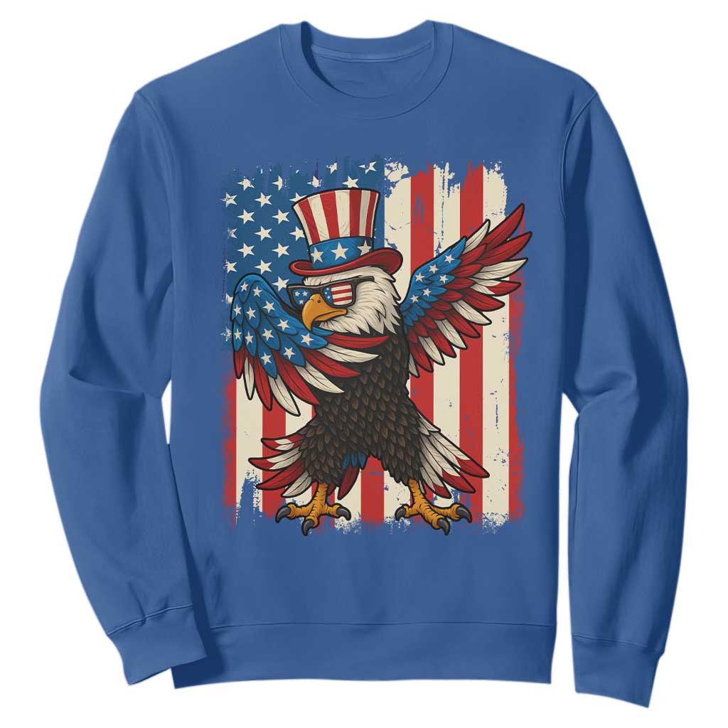 Funny Patriotic Dabbing American Flag Bald Eagle 4th Of July Sweatshirt TS11 Royal Blue Print Your Wear