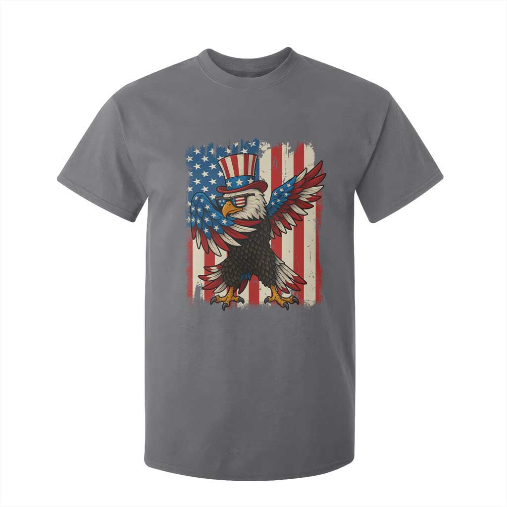 Funny Patriotic Dabbing American Flag Bald Eagle 4th Of July T Shirt For Kid TS11 Charcoal Print Your Wear