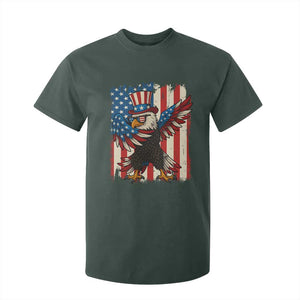 Funny Patriotic Dabbing American Flag Bald Eagle 4th Of July T Shirt For Kid TS11 Dark Forest Green Print Your Wear