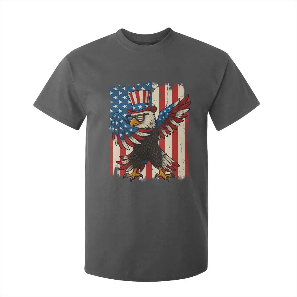 Funny Patriotic Dabbing American Flag Bald Eagle 4th Of July T Shirt For Kid TS11 Dark Heather Print Your Wear