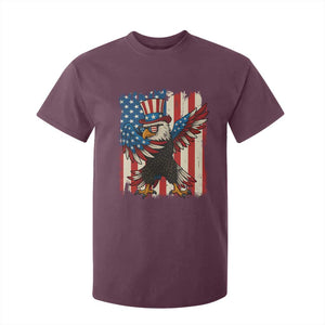 Funny Patriotic Dabbing American Flag Bald Eagle 4th Of July T Shirt For Kid TS11 Maroon Print Your Wear