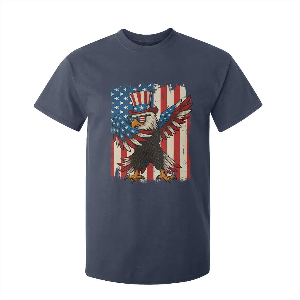 Funny Patriotic Dabbing American Flag Bald Eagle 4th Of July T Shirt For Kid TS11 Navy Print Your Wear