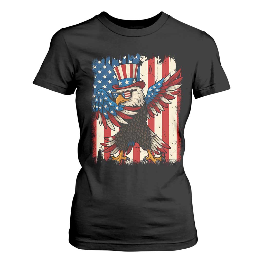 Funny Patriotic Dabbing American Flag Bald Eagle 4th Of July T Shirt For Women TS11 Black Print Your Wear