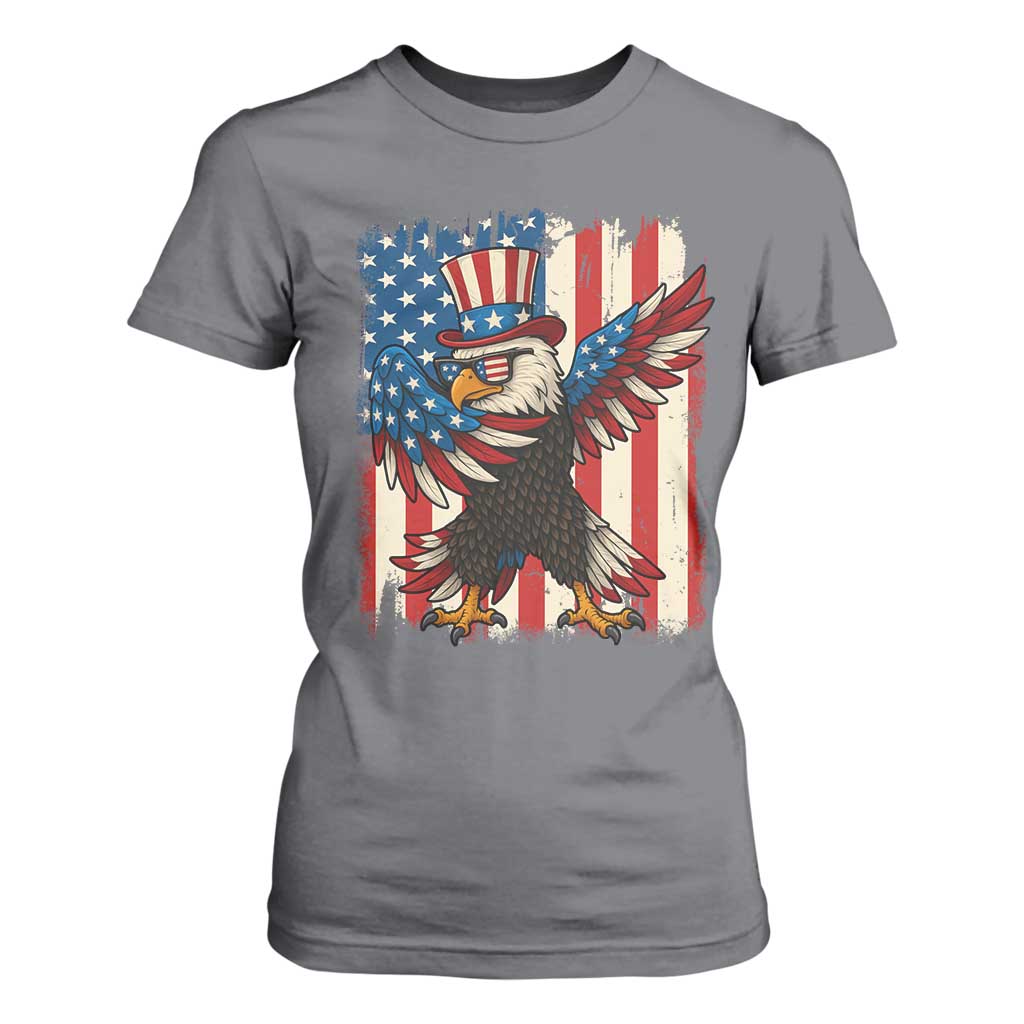 Funny Patriotic Dabbing American Flag Bald Eagle 4th Of July T Shirt For Women TS11 Charcoal Print Your Wear