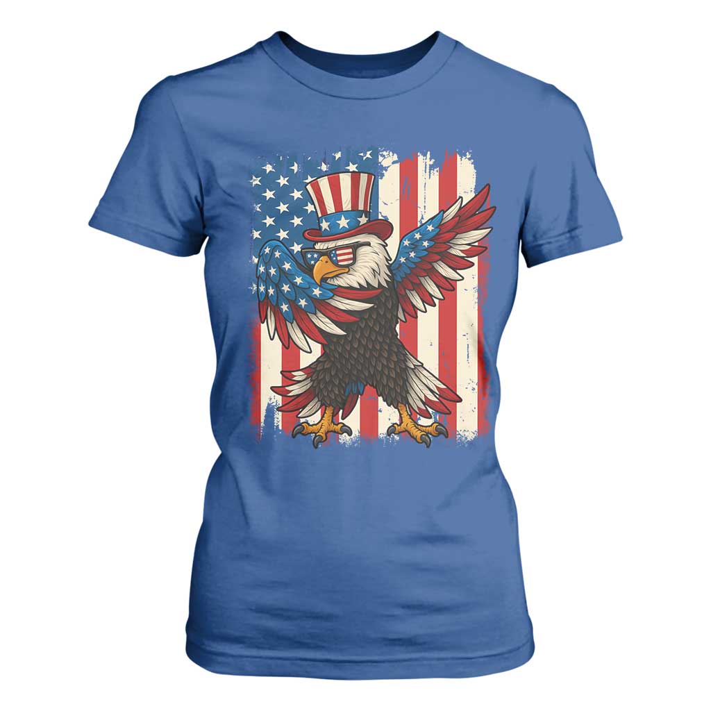 Funny Patriotic Dabbing American Flag Bald Eagle 4th Of July T Shirt For Women TS11 Royal Blue Print Your Wear