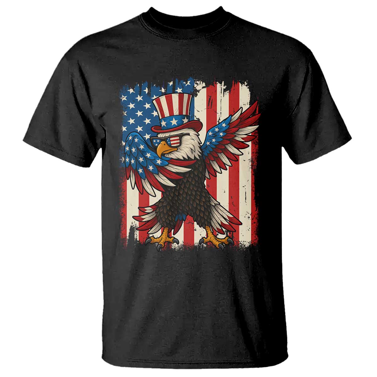 Funny Patriotic Dabbing American Flag Bald Eagle 4th Of July T Shirt TS11 Black Print Your Wear