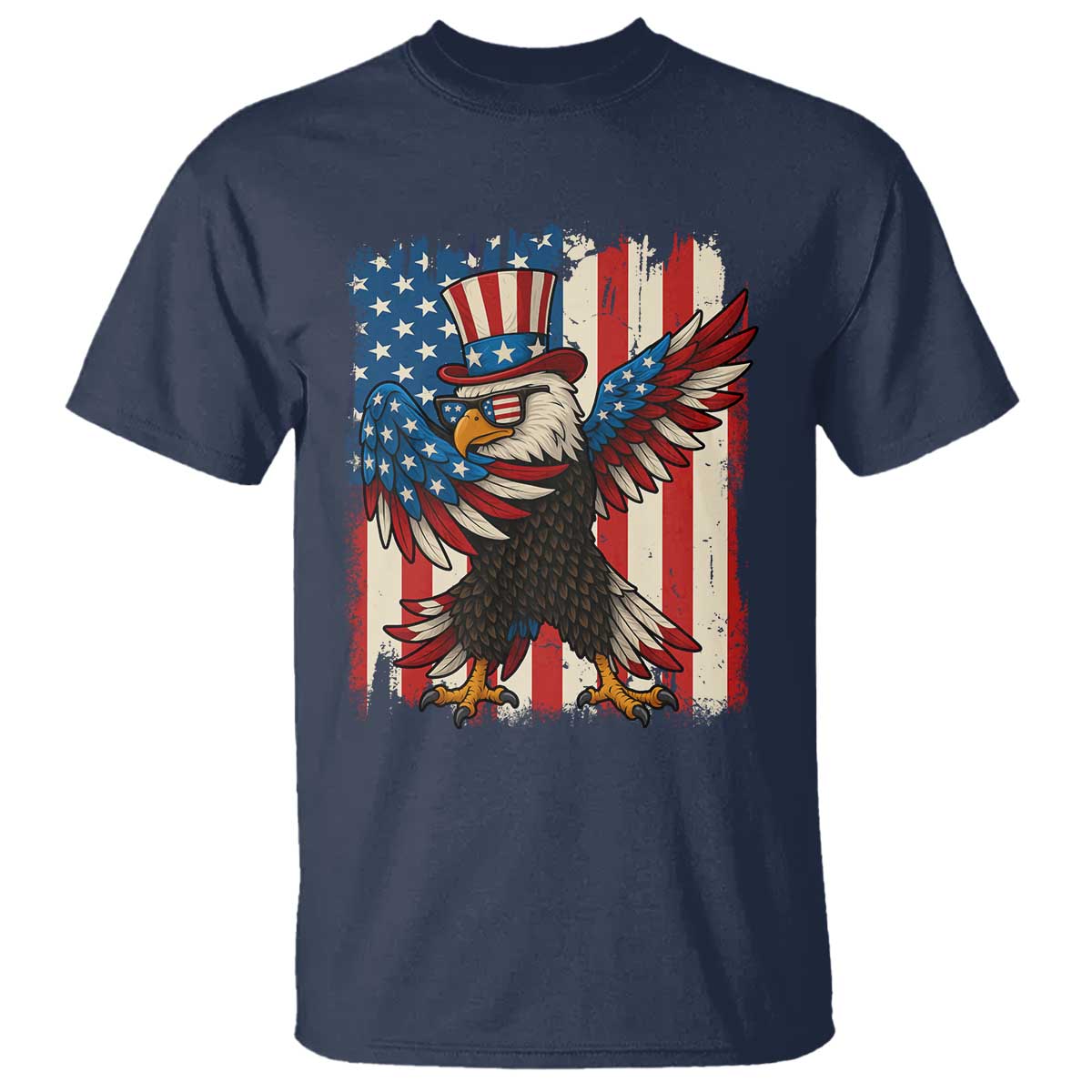 Funny Patriotic Dabbing American Flag Bald Eagle 4th Of July T Shirt TS11 Navy Print Your Wear