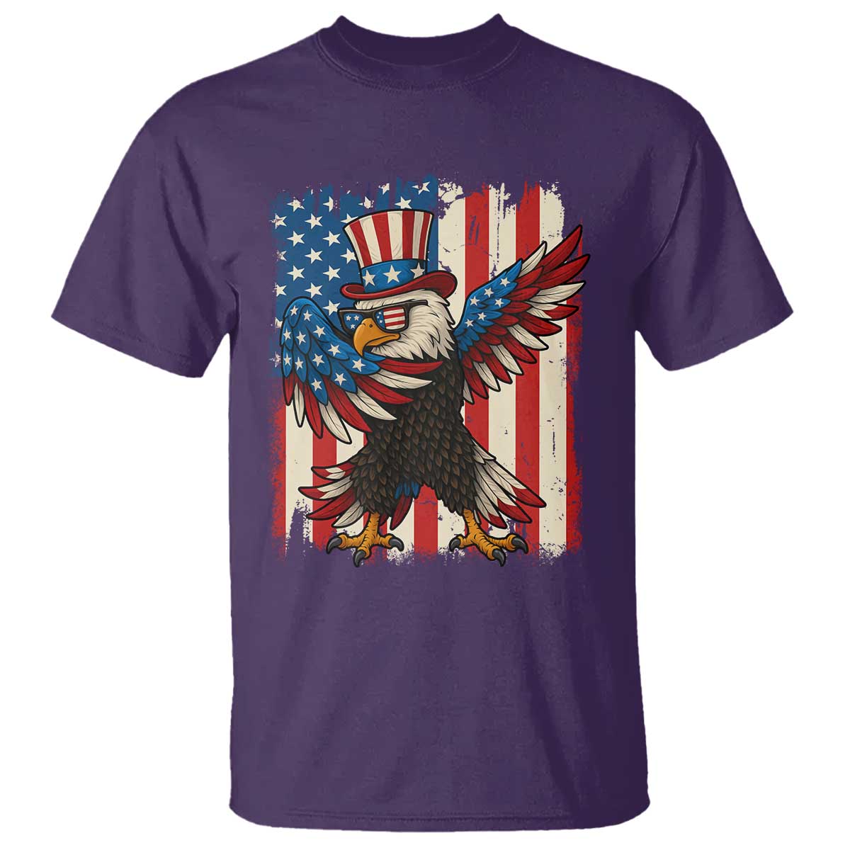 Funny Patriotic Dabbing American Flag Bald Eagle 4th Of July T Shirt TS11 Purple Print Your Wear