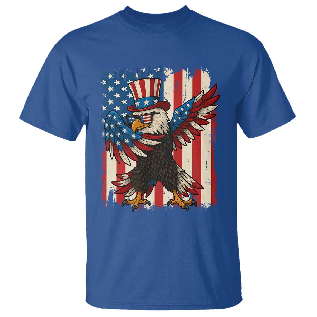 Funny Patriotic Dabbing American Flag Bald Eagle 4th Of July T Shirt TS11 Royal Blue Print Your Wear