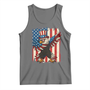 Funny Patriotic Dabbing American Flag Bald Eagle 4th Of July Tank Top TS11 Black Heather Print Your Wear