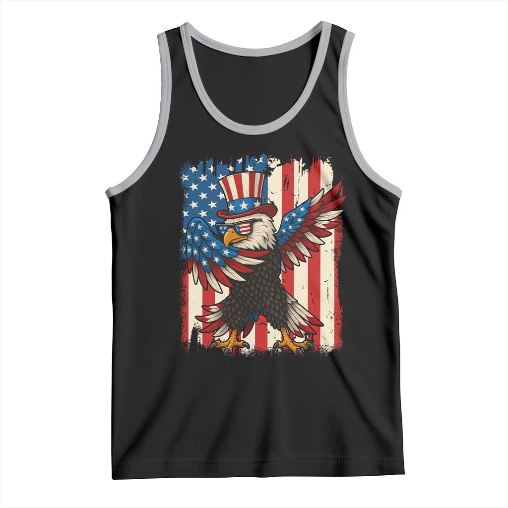 Funny Patriotic Dabbing American Flag Bald Eagle 4th Of July Tank Top TS11 Black Athletic Heather Print Your Wear