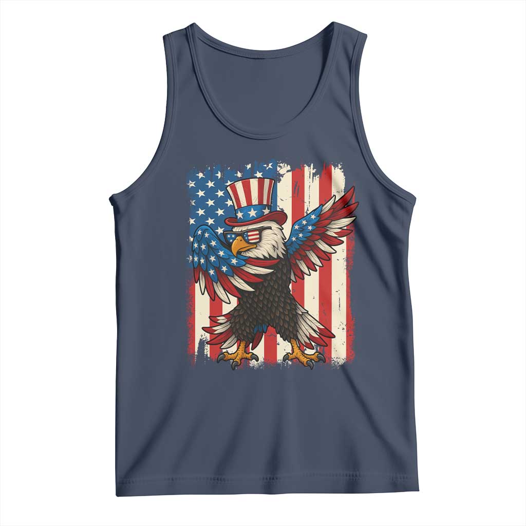 Funny Patriotic Dabbing American Flag Bald Eagle 4th Of July Tank Top TS11 Navy Print Your Wear