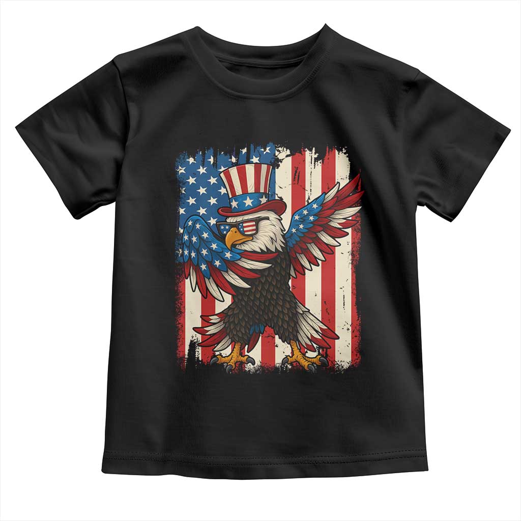Funny Patriotic Dabbing American Flag Bald Eagle 4th Of July Toddler T Shirt TS11 Black Print Your Wear