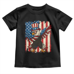 Funny Patriotic Dabbing American Flag Bald Eagle 4th Of July Toddler T Shirt TS11 Black Print Your Wear
