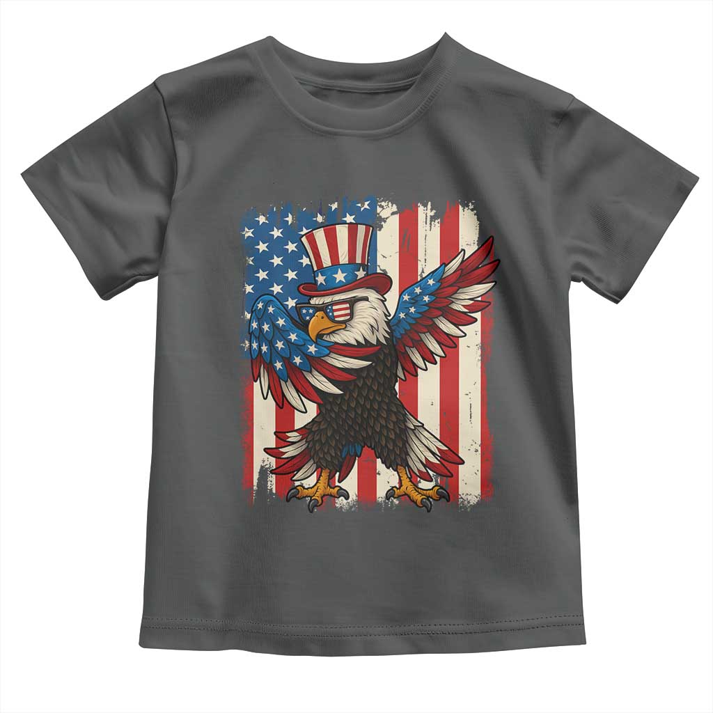 Funny Patriotic Dabbing American Flag Bald Eagle 4th Of July Toddler T Shirt TS11 Dark Heather Print Your Wear