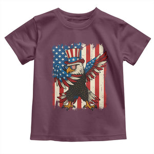 Funny Patriotic Dabbing American Flag Bald Eagle 4th Of July Toddler T Shirt TS11 Maroon Print Your Wear