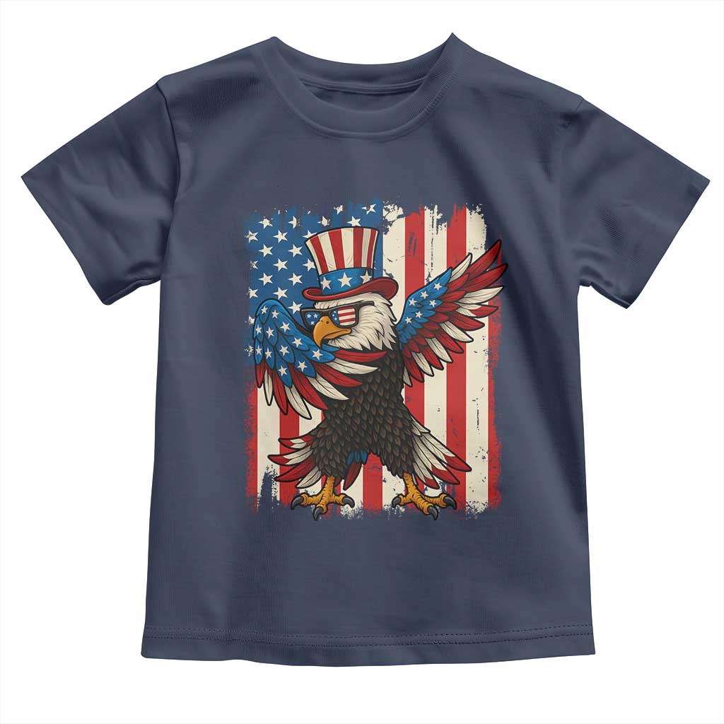 Funny Patriotic Dabbing American Flag Bald Eagle 4th Of July Toddler T Shirt TS11 Navy Print Your Wear