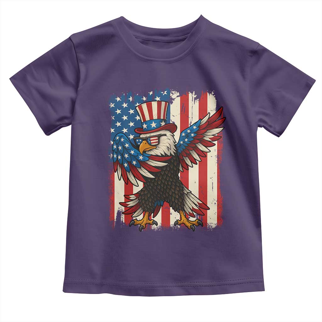 Funny Patriotic Dabbing American Flag Bald Eagle 4th Of July Toddler T Shirt TS11 Purple Print Your Wear