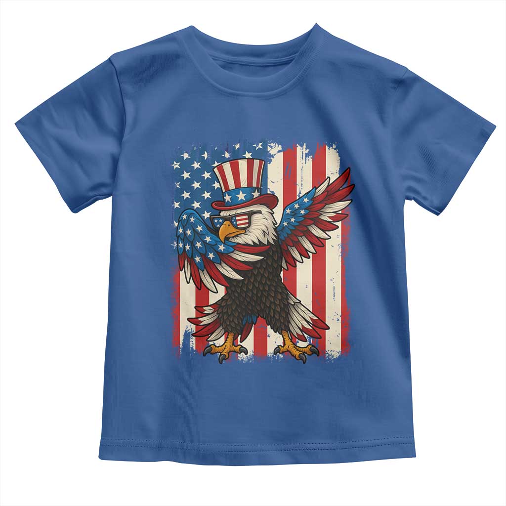Funny Patriotic Dabbing American Flag Bald Eagle 4th Of July Toddler T Shirt TS11 Royal Blue Print Your Wear