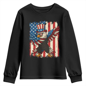 Funny Patriotic Dabbing American Flag Bald Eagle 4th Of July Youth Sweatshirt TS11 Black Print Your Wear