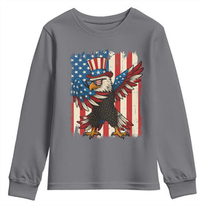 Funny Patriotic Dabbing American Flag Bald Eagle 4th Of July Youth Sweatshirt TS11 Charcoal Print Your Wear