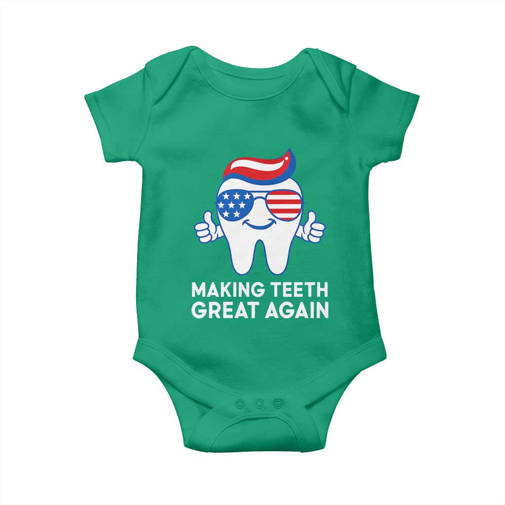 Funny Patriotic Dentist Baby Onesie Making Teeth Great Again America Oral Health Toothpaste Hair TS02 Irish Green Print Your Wear