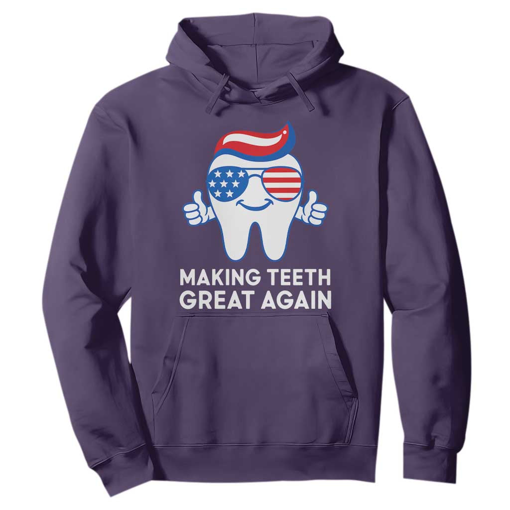 Funny Patriotic Dentist Hoodie Making Teeth Great Again America Oral Health Toothpaste Hair TS02 Purple Print Your Wear