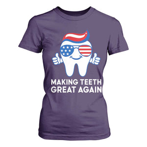 Funny Patriotic Dentist T Shirt For Women Making Teeth Great Again America Oral Health Toothpaste Hair TS02 Purple Print Your Wear