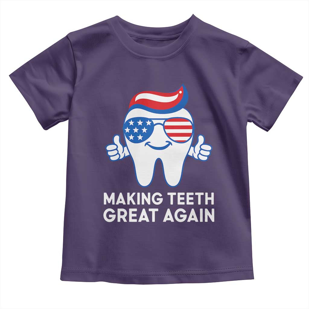 Funny Patriotic Dentist Toddler T Shirt Making Teeth Great Again America Oral Health Toothpaste Hair TS02 Purple Print Your Wear