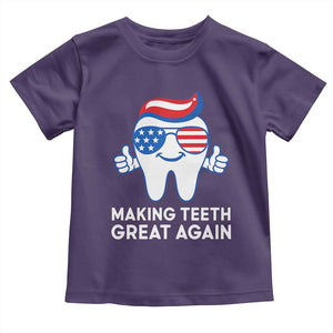 Funny Patriotic Dentist Toddler T Shirt Making Teeth Great Again America Oral Health Toothpaste Hair TS02 Purple Print Your Wear