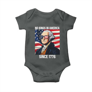 Funny Patriotic Founding Father Baby Onesie No Kings in America Since 1776 4th of July TS02 Dark Heather Print Your Wear