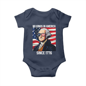 Funny Patriotic Founding Father Baby Onesie No Kings in America Since 1776 4th of July TS02 Navy Print Your Wear