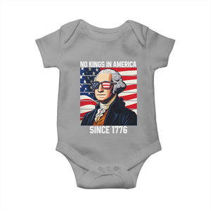 Funny Patriotic Founding Father Baby Onesie No Kings in America Since 1776 4th of July TS02 Sport Gray Print Your Wear