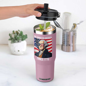Funny Patriotic Founding Father Flip Straw Tumbler No Kings in America Since 1776 4th of July TS02 One Size: 30 oz Light Pink Print Your Wear