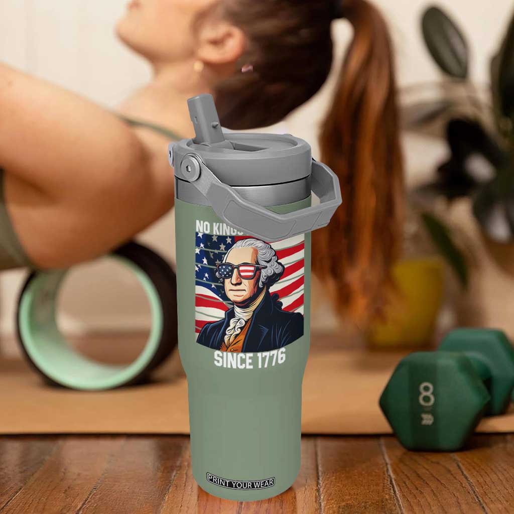 Funny Patriotic Founding Father Flip Straw Tumbler No Kings in America Since 1776 4th of July TS02 One Size: 30 oz Moss Green Print Your Wear
