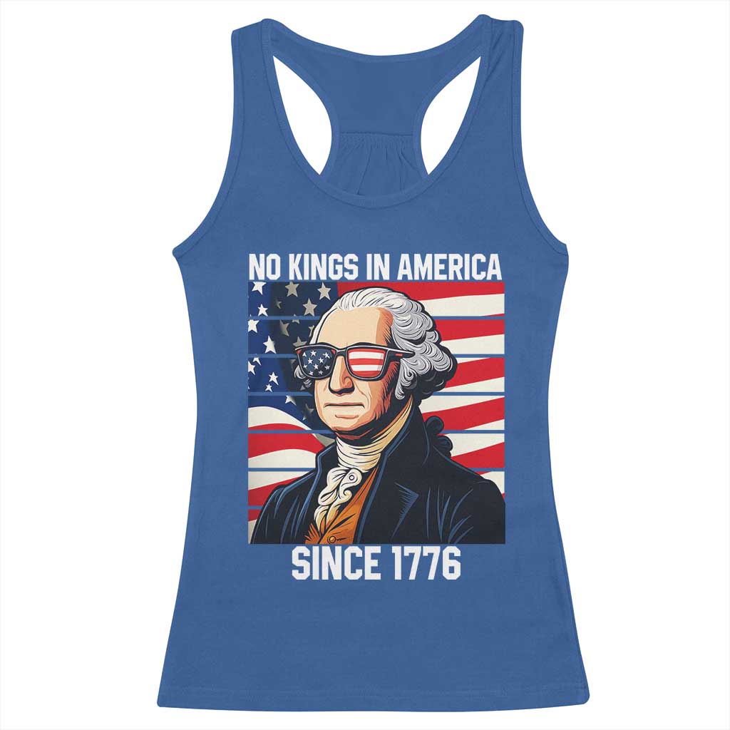 Funny Patriotic Founding Father Racerback Tank Top No Kings in America Since 1776 4th of July TS02 Royal Blue Print Your Wear