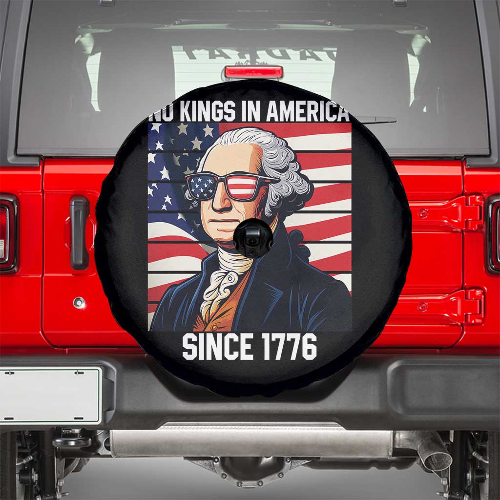 Funny Patriotic Founding Father Spare Tire Cover No Kings in America Since 1776 4th of July TS02 Black Print Your Wear