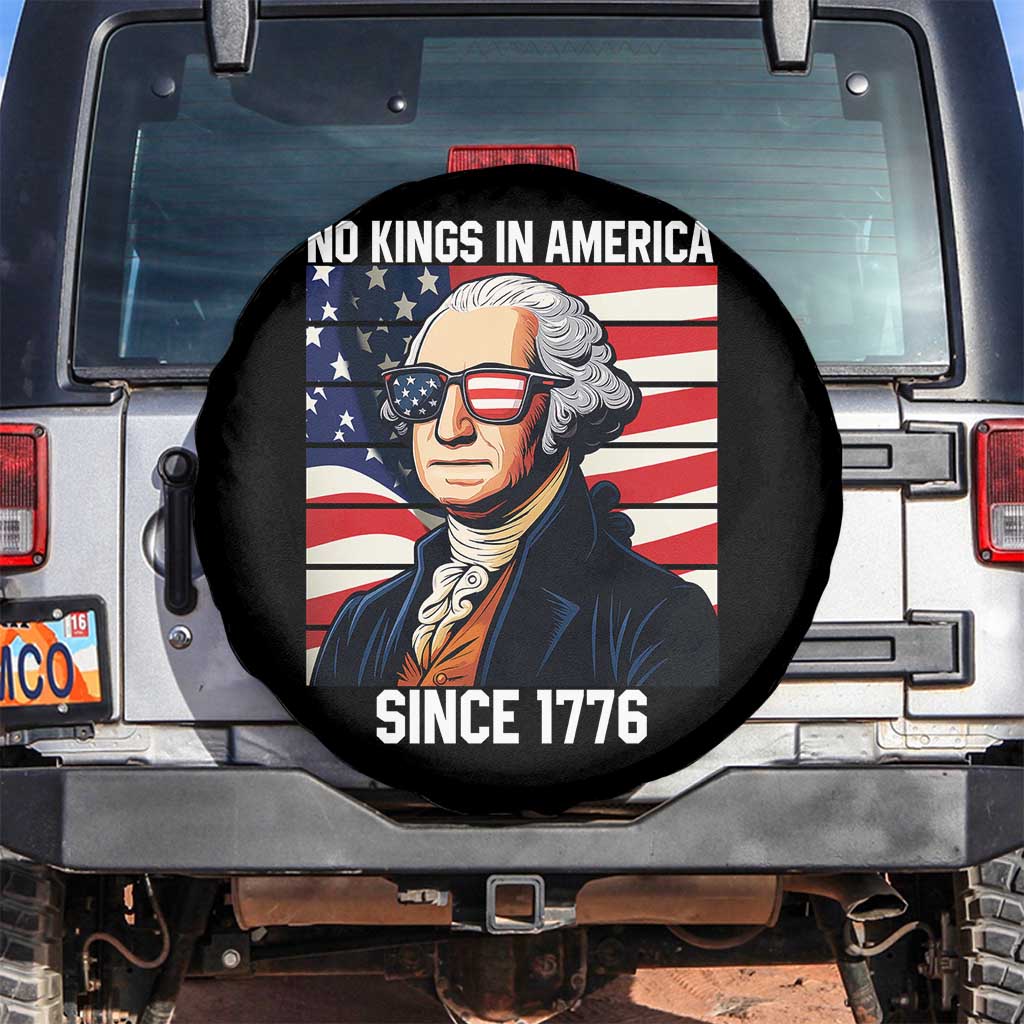 Funny Patriotic Founding Father Spare Tire Cover No Kings in America Since 1776 4th of July TS02 No hole Black Print Your Wear