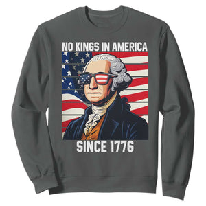 Funny Patriotic Founding Father Sweatshirt No Kings in America Since 1776 4th of July TS02 Dark Heather Print Your Wear