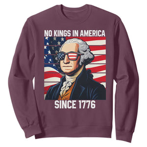 Funny Patriotic Founding Father Sweatshirt No Kings in America Since 1776 4th of July TS02 Maroon Print Your Wear