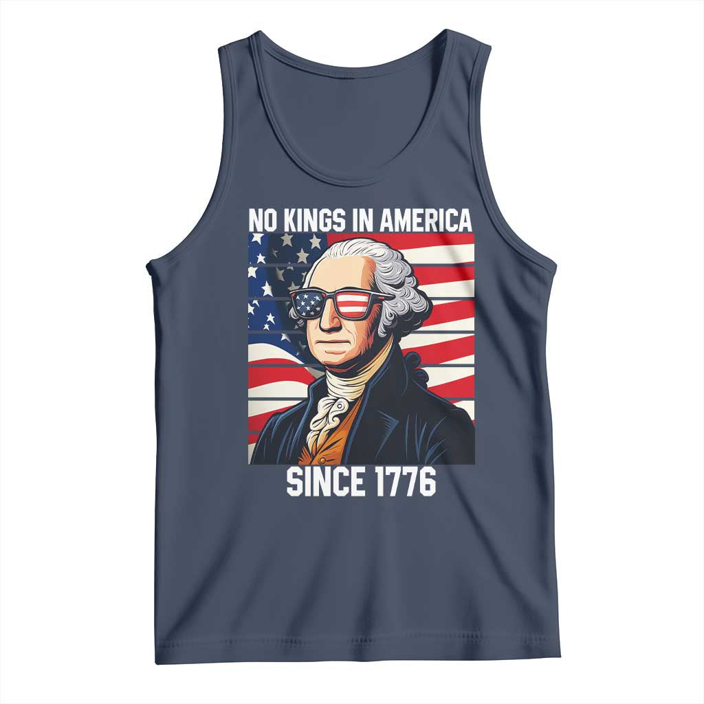 Funny Patriotic Founding Father Tank Top No Kings in America Since 1776 4th of July TS02 Navy Print Your Wear