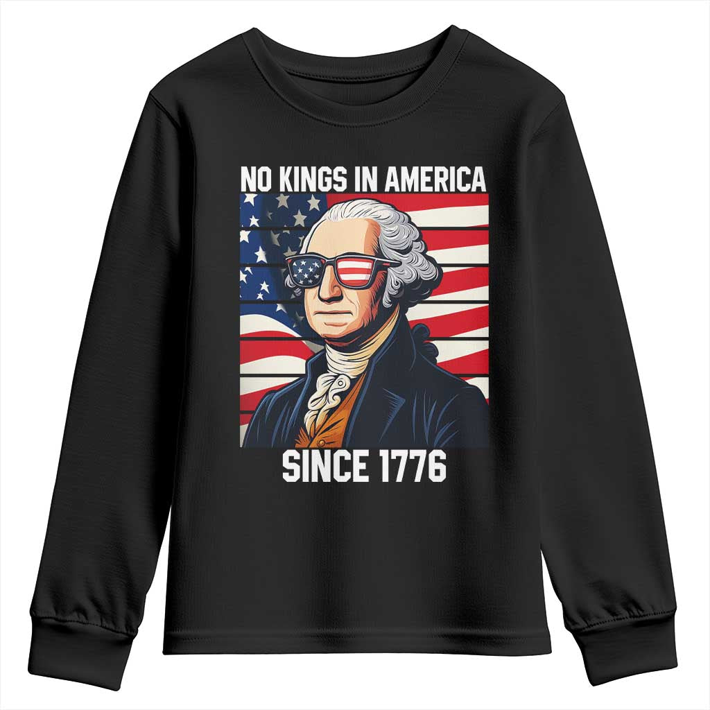 Funny Patriotic Founding Father Youth Sweatshirt No Kings in America Since 1776 4th of July TS02 Black Print Your Wear