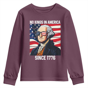 Funny Patriotic Founding Father Youth Sweatshirt No Kings in America Since 1776 4th of July TS02 Maroon Print Your Wear