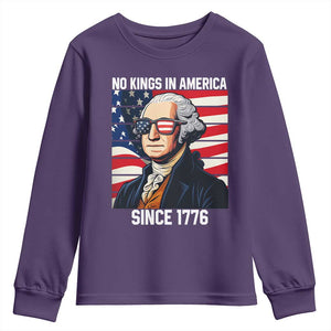 Funny Patriotic Founding Father Youth Sweatshirt No Kings in America Since 1776 4th of July TS02 Purple Print Your Wear