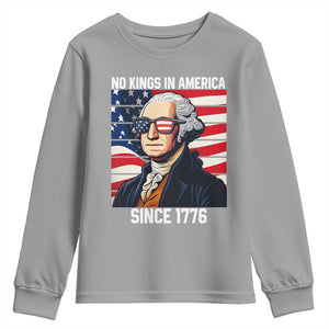 Funny Patriotic Founding Father Youth Sweatshirt No Kings in America Since 1776 4th of July TS02 Sport Gray Print Your Wear